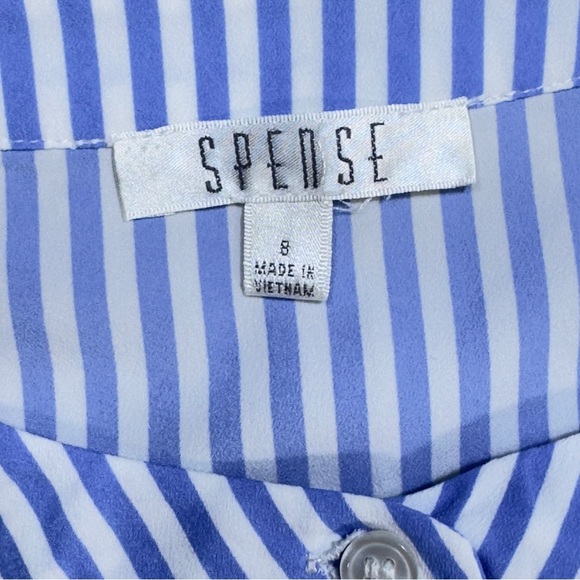 Spense Blue and White Striped Sleeveless Jumpsuit with Belt - Picture 11 of 13